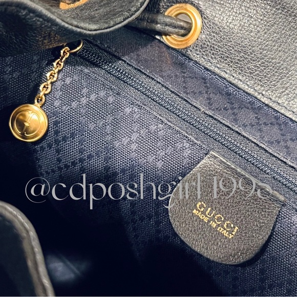 GUCCI by Tom Ford navy blue top Bamboo handle backpack suede Nubuck vintage 90s - Picture 2 of 16